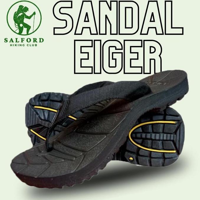 DF32 - sandal jepit gunung eiger01 outdoor pria wanita termurah - sandal karet Hitam