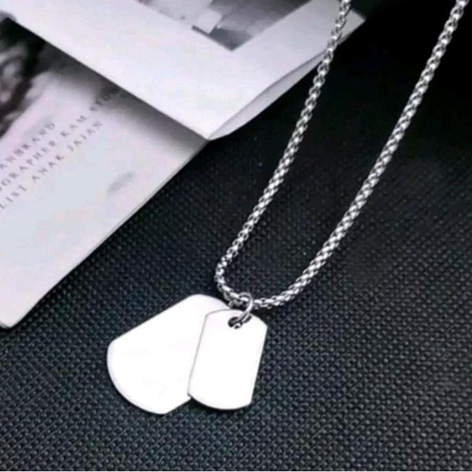 DR329 >> kalung liontin plat army double titanium pria wanita