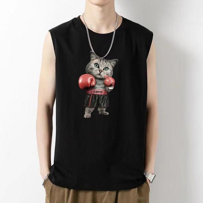DR234 - singlet gambar kucing tinju / singlet pria / kaos oblong distro dewasa