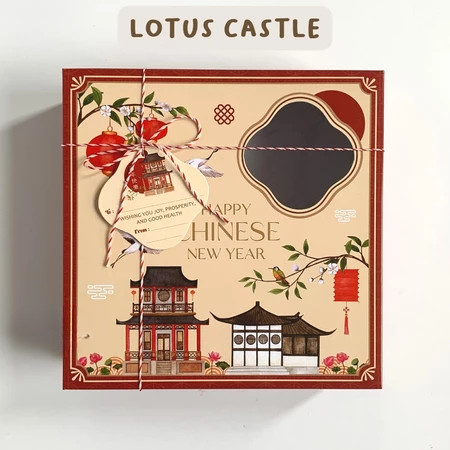 Box Imlek Lotus Castle Box Imlek Packaging Hamperss Imlek Ukuran 20x20x7 Cm Box Kue Imlek Happy Chin