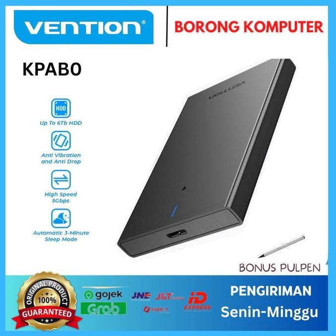 TERMURAH - VENTION KPAB0 Enclosure SATA Hard Drive Enclosure Black