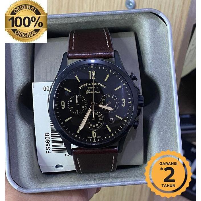 Forrester FS5608 Chronograph Men Brown Leather original terlaris