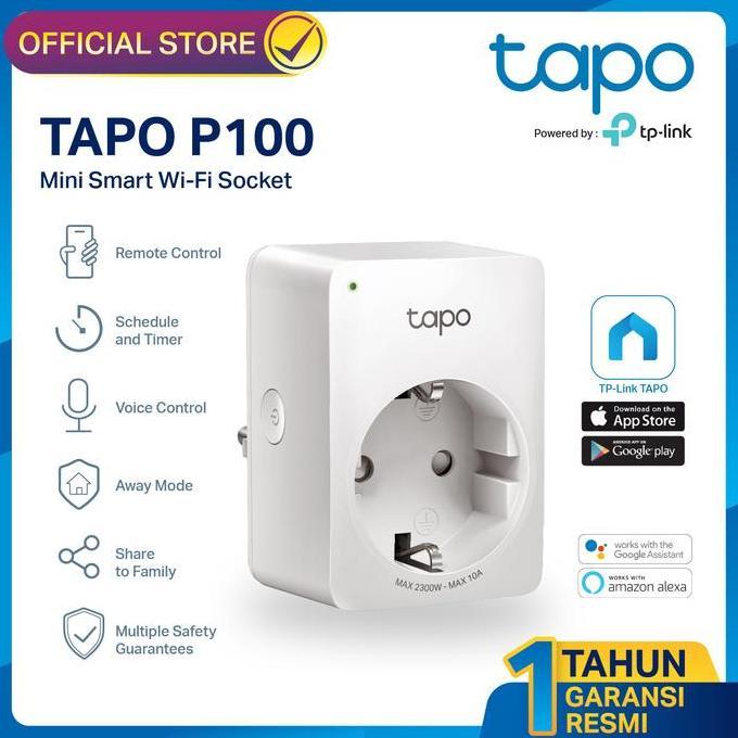 Panelfiks- Tp-Link | Tapo P100 Smart Plug Wifi Colokan Wireless Iot Smart Home Dengan Timer Dan Kont