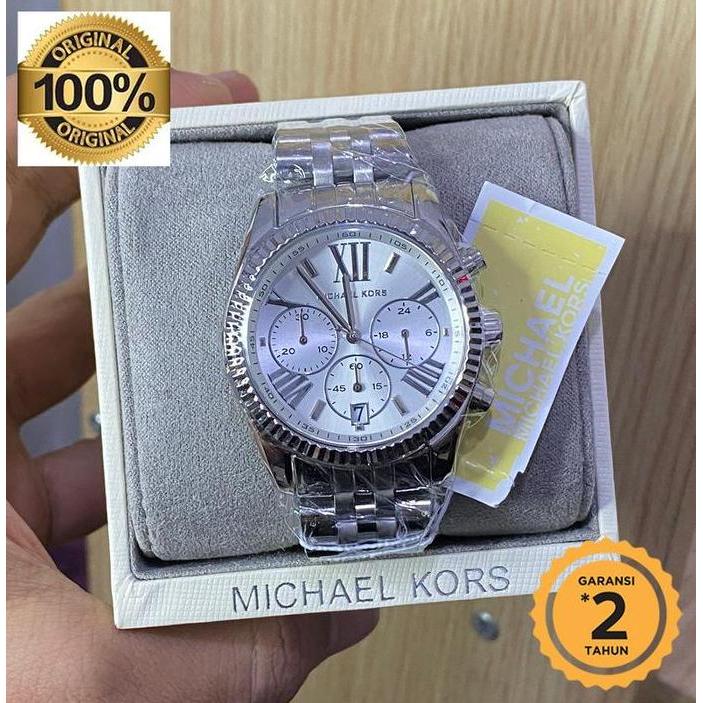 Jam MK5555 Lexington Chronograph Silver Dial Original terlaris