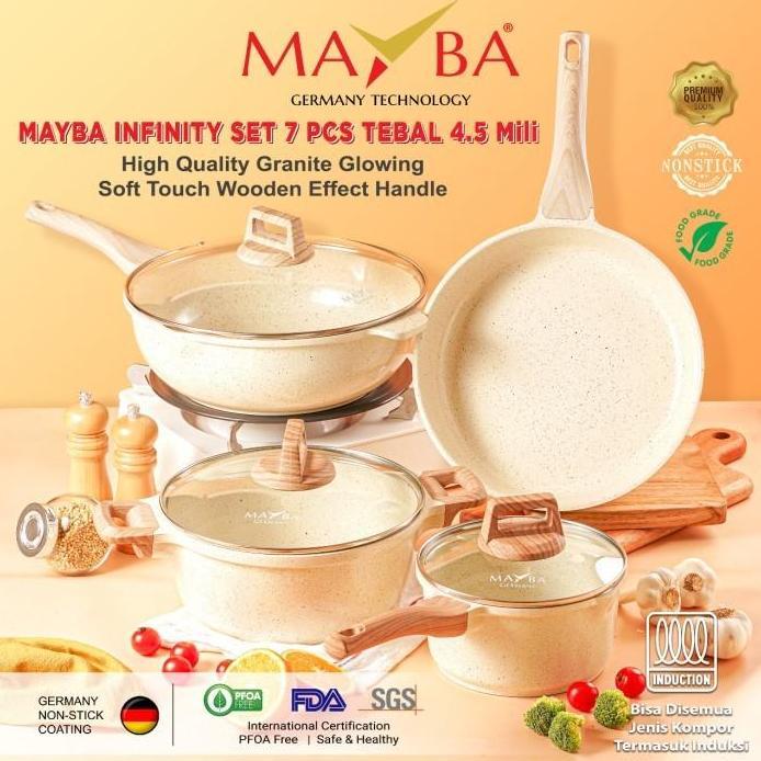 PANCI SET JERMAN 7 PC MAYBA INFINITY Granit Cookware set Anti lengket