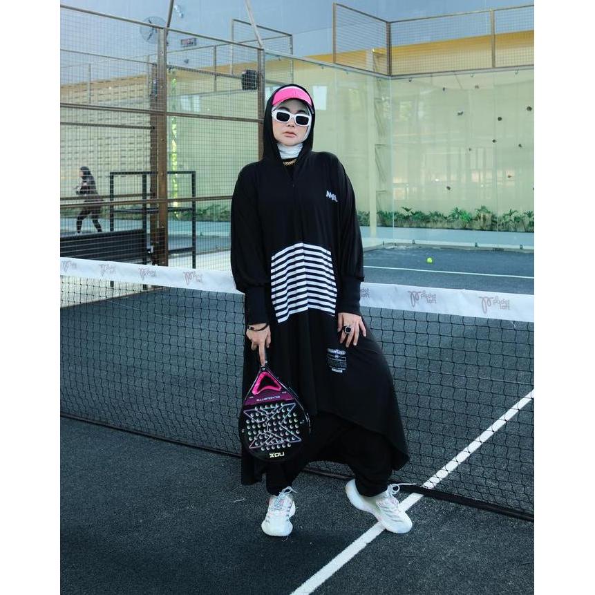 Xiomara Sporty Salur Collection by Numiaa Fashion I Tunik Jala & Set Celana Rok Allsize Fit to XL