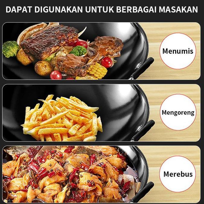Pastienak- Gm Bear Wajan Penggorengan Wok Pan - Wajan Penggorengan Teflon Wok