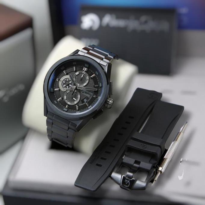 ALEXANDRE CHRISTIE 6654 MC FREE RUBBER PRIA ORIGINAL GARANSI 1TAHUN Crystal Jam Quartz Stainless Wat