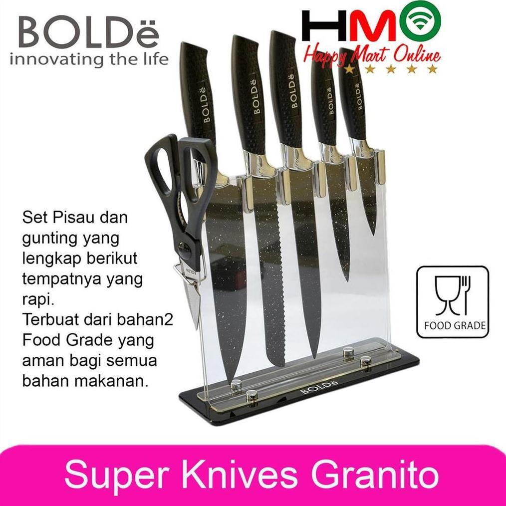 Bolde Super Knives Granito 7 Pcs Pisau Gunting Dapur Set Granit Bolde Knife Set Granite