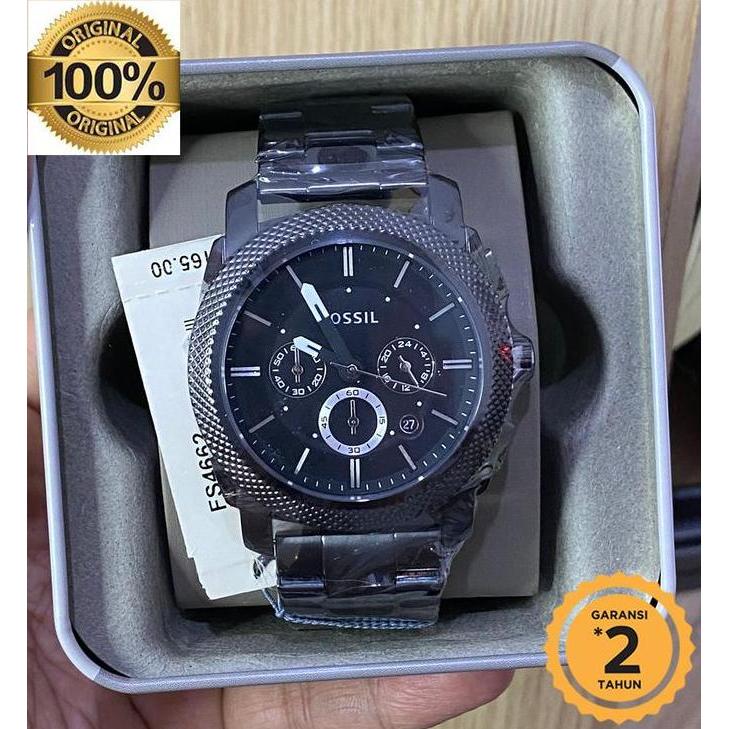 F0SSIL Fs4662 Machine Chronograph Black Dial Original terlaris