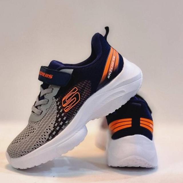 Sepatu Anak Laki Laki Sekolah Skechers Kids Navy Grey Abu