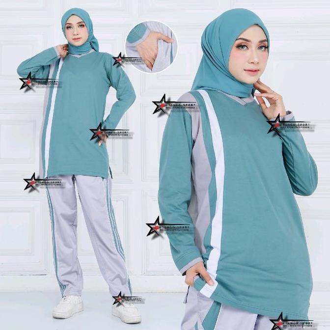 Setelan Baju Olahraga Senam Tunik Wanita Muslimah / Setelan Kaos Olahraga Senam / Setelan Olahraga /