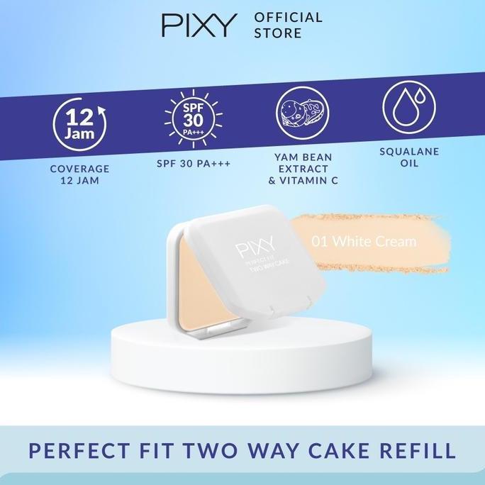 Bxbx- Pixy Twc Perfect Fit 01 White Cream - Refill - 12.2Gr Bedak Padat Ringan Untuk Hasil Natural
