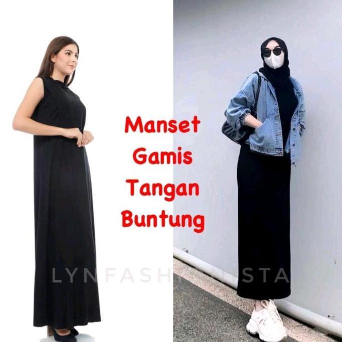 MANSET GAMIS WANITA MUSLIM TANGAN BUNTUNG BAHAN KAOS SPANDEK TEBAL STRETCH/H07