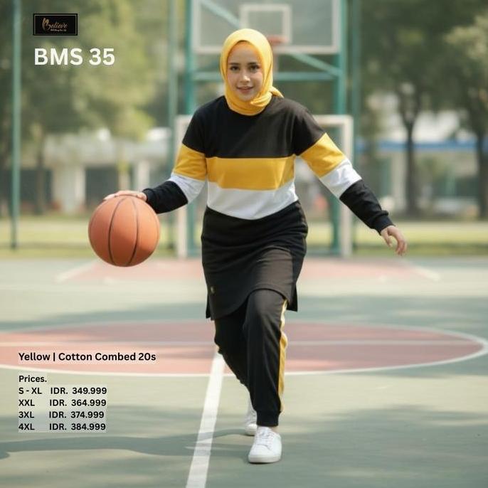 Setelan Baju Olahraga Wanita Muslim Believe Bms 35 - Baju Lari Senam Muslimah