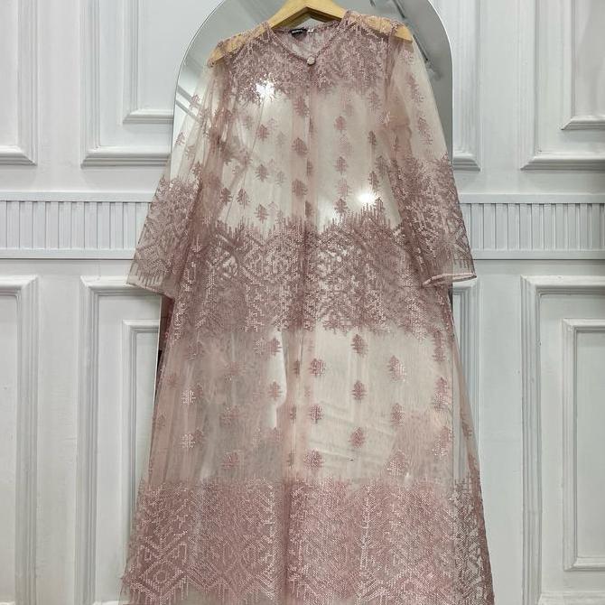 Gaia Outer Brokat Tile Panjang wanita Cardigan kondangan Muslim Kardigan Fit Putih Hitam Baju