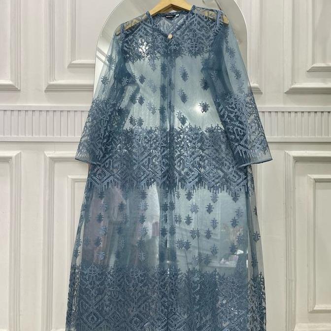 Gaia Outer Brokat Tile Panjang wanita Cardigan kondangan Muslim Kardigan Fit Putih Hitam Baju