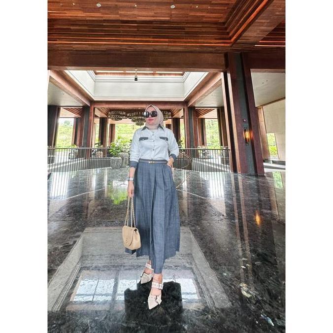 Set Mischa - Setelan Rok Houndstooth Mix Shakila - One Set Premium Bawahan Muslim