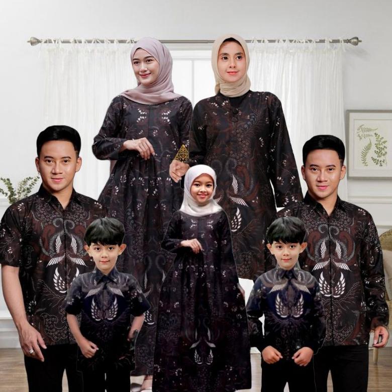 Gamis Batik Tunik Batik Couple Keluarga Ayah Ibu Anak | Seragam Batik Lebaran Modern | Pasangan
