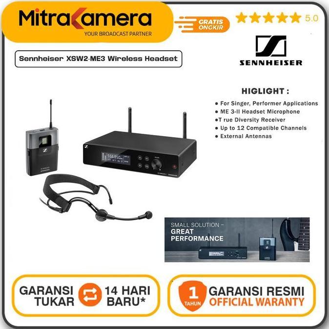 HILGHOSE Sennheiser XSW2-ME3 Wireless Headset Microphone System Garansi Resmi