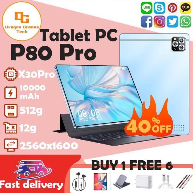 Allthebest- 2023 galaxy tab P80 pro baru 5G 12 GB + 512 GB Android tablet