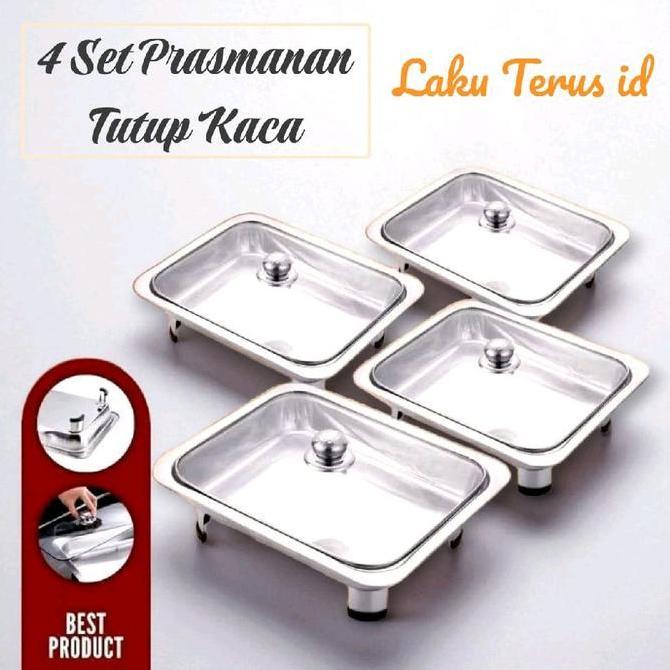 LT Prasmanan 4Pcs Full Tutup Kaca Nampan Bahan Stainless steel Premium ATA