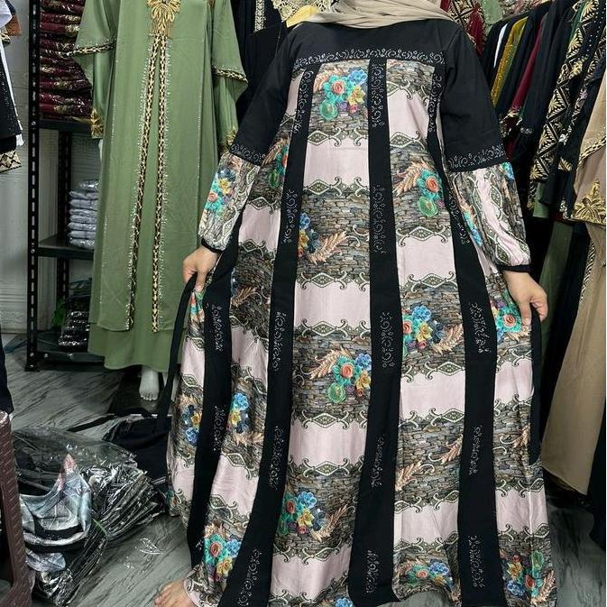 Abaya premium gamis nikmah silk jet black terbaru co saat live Mewah Motif Muslim Kombinasi
