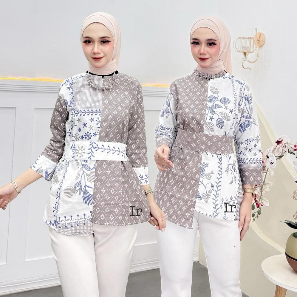 EXCLUSIVE Atasan Batik Wanita Modern Blouse Batik Kantor Wanita Terbaru (kembang bordir) 2026