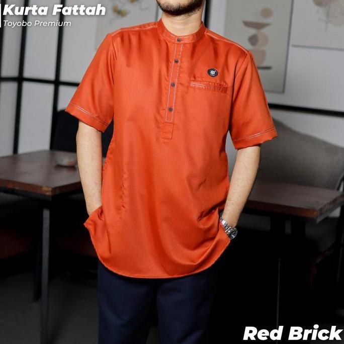 Baju Koko Kurta Kemeja Koko Pria Dewasa Lengan Pendek Fattah by Mosped Orinal