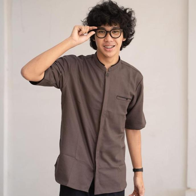 TWO-D Baju Kemeja Koko Muslim Pria Motif Lengan Pendek TD2560