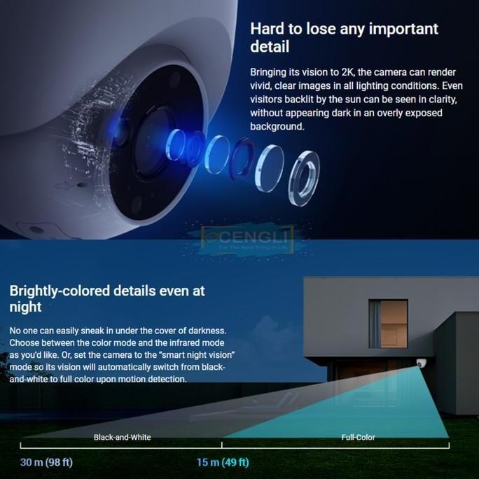 Murah Ezviz H4 Poe 2K 3Mp Outdoor Smart Poe Security Camera - Ezviz H4 Poe Lens Kamera