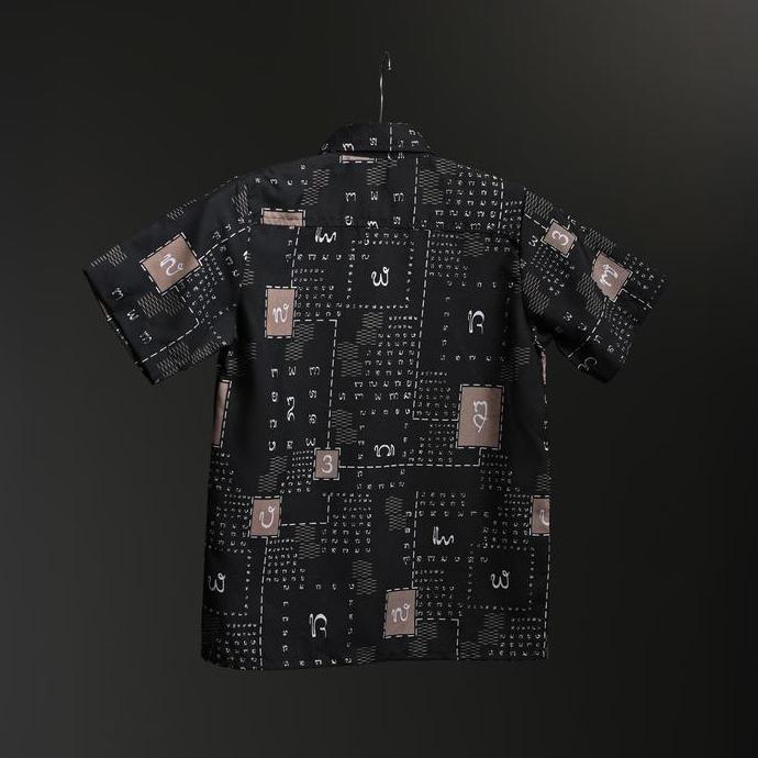 ZM Zaskia Mecca - Jazi Kemeja Koko Anak Pria - Edisi Aksara Bali | Baju Tangan Pendek Kancing Kerah