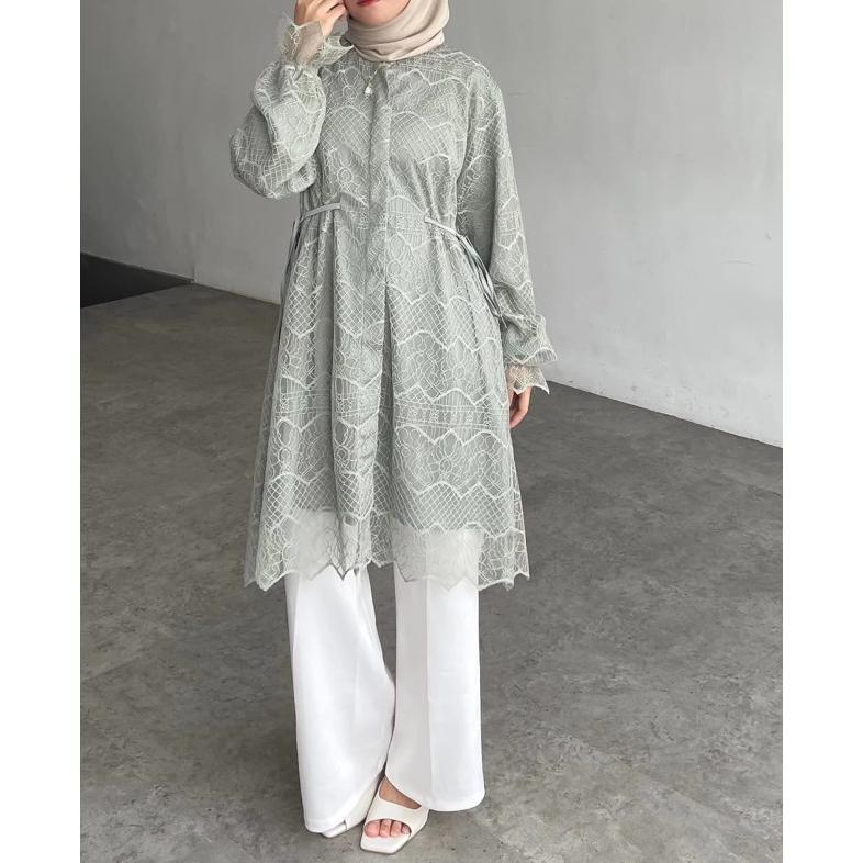 DISKON AMBERIA TUNIK BRUKAT KONDANGAN PESTA BAJU WANITA KEKINIAN- NEW SERIES MAHOGANY