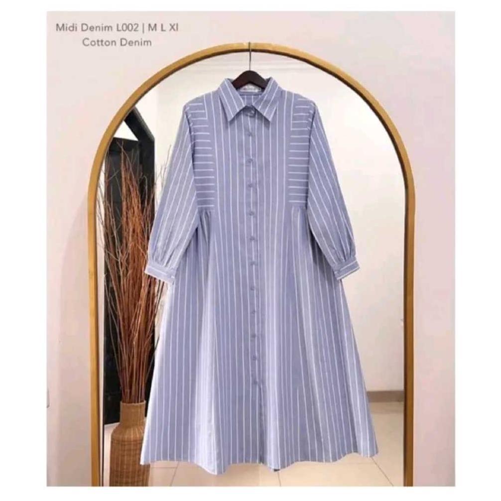 FREE ONGKIR TUNIC WANITA MOTIF GARIS-GARIS / KEMEJA TUNIK WANITA TERBARU / TUNIK DEWASA JUMBO TERLAR