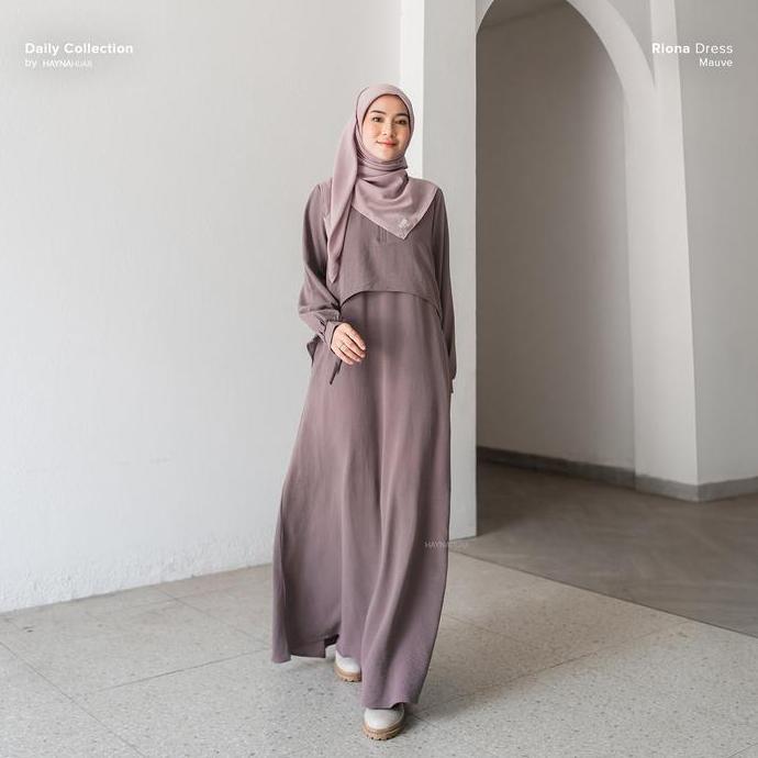 HAYNA Riona Dress (Mauve) - Daily Dress Busui Friendly Gamis Wanita Muslim Original