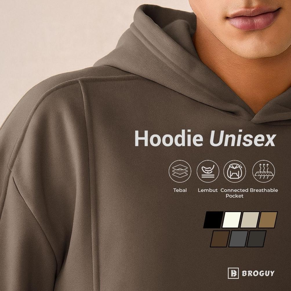 Terbaru Broguy Hoodie Pria Wanita Unisex Fleece - Stone