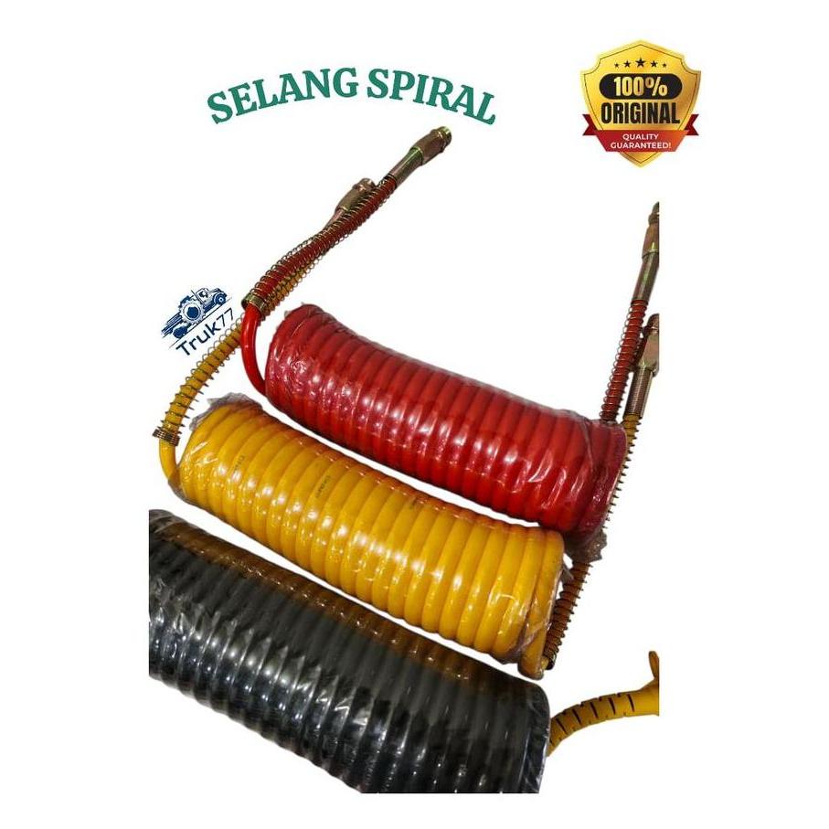 Promo Selang Spiral Trailer / Selang Spiral Rem Angin Truk Kuning Merah Hitam (Heavy Duty)