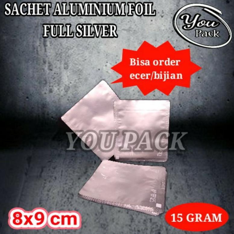 NEW KEMASAN SACHET ALUMINIUM FOIL FULL SILVER 15 GRAM