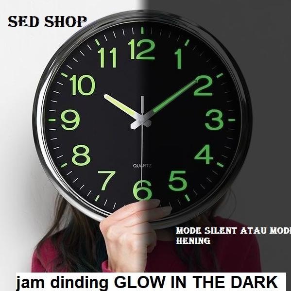 SED Jam dinding import glow in the dark / Jam dinding aesthetic 30CM / Jam dinding tempel / jam dind