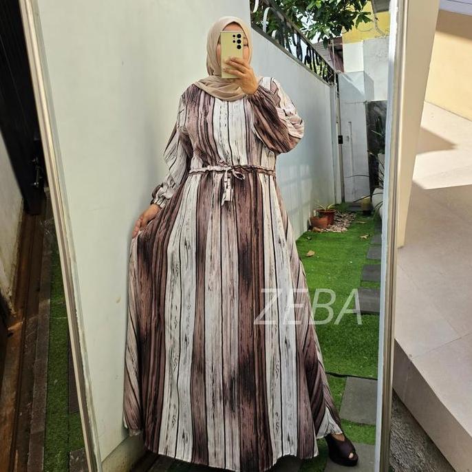 Zeba | Aurel Gamis Jumbo Busui LD120 130 140 150 Muat BB 70 - 150 kg Maxi Dress Serut Wanita Bahan S