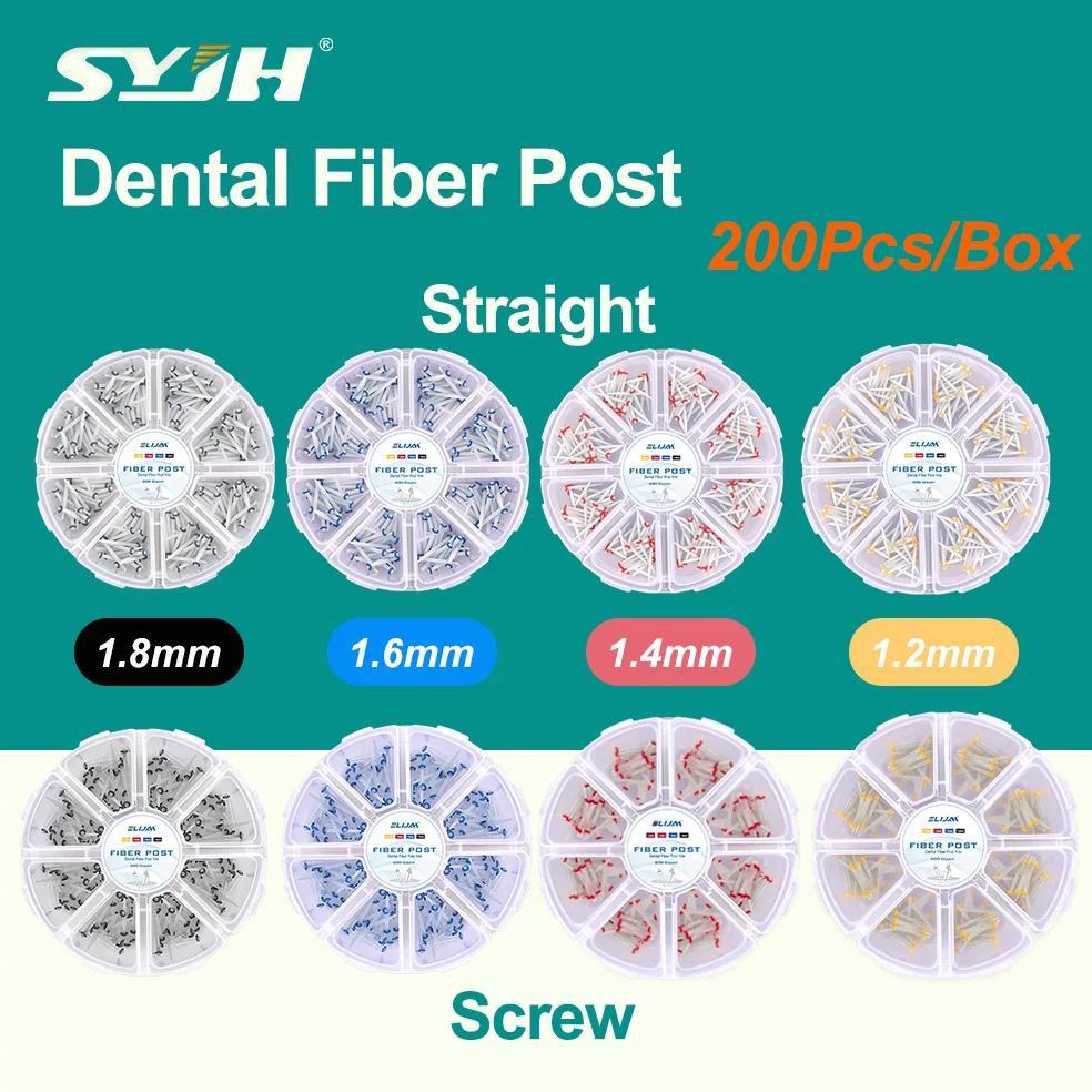 200Pcs Multi-sizes Dental Fiber Post Kit Screw/Straight Post Quartz Glass Thread Pile for Tooth Root
