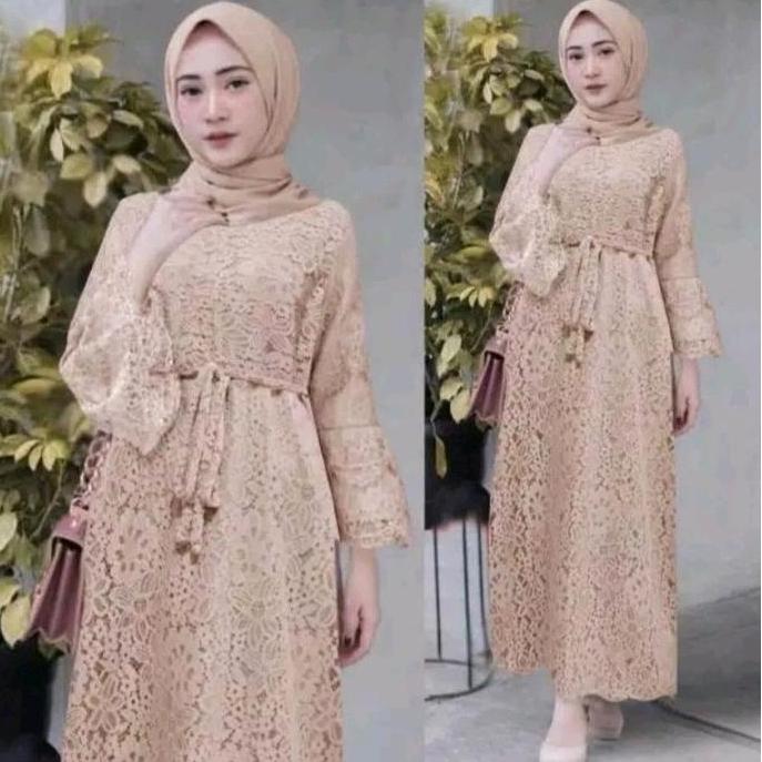Maxi Yasina/Gamis Full Brukat/Gaun Pesta Muslimah Muslim Panjang Dress Mewah Kondangan Wanita Cantik