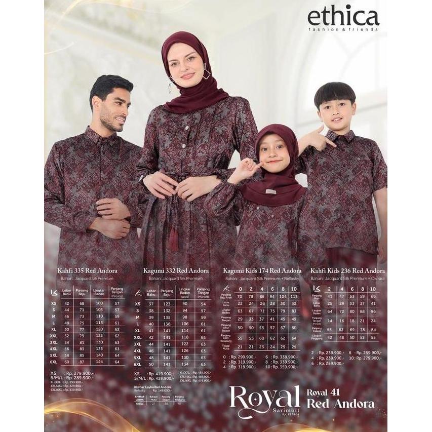 SARIMBIT ROYAL 41 RED ANDORA /  SARIMBIT ETHICA ROYAL 2025 / KAGUMI 332 / KAKFI 335 /  KAGUMI  KIDS 