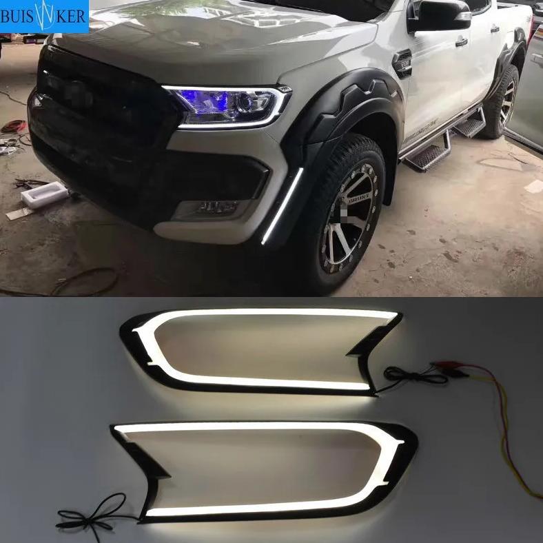 DRL LED daytime Headlight cover for ford ranger T7 2016 - 2018 accessories for ford ranger everest e