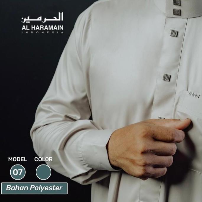 AL Haramain Jubah Remaja Dewasa Premium Polyester  (07) Kancing Kotak / Gamis Pria | Abu | Coklat | 