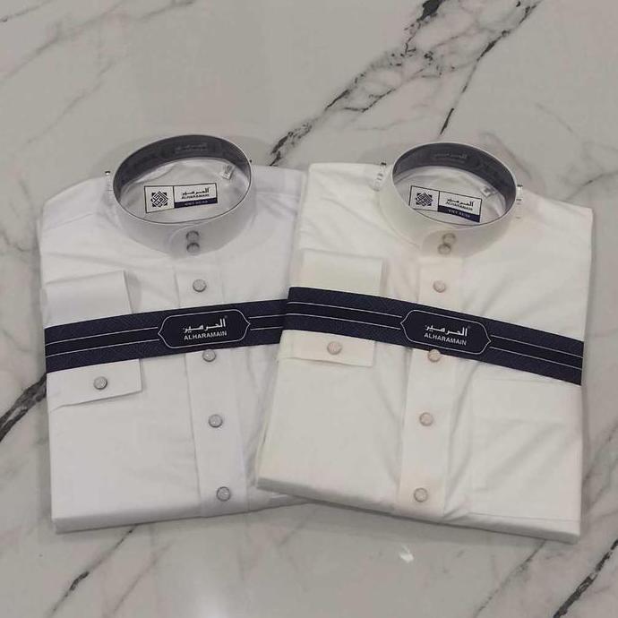 AL Haramain Jubah / Gamis Pria Dewasa Slimfit Manset Premium Series (1) | Putih | Putih Tulang