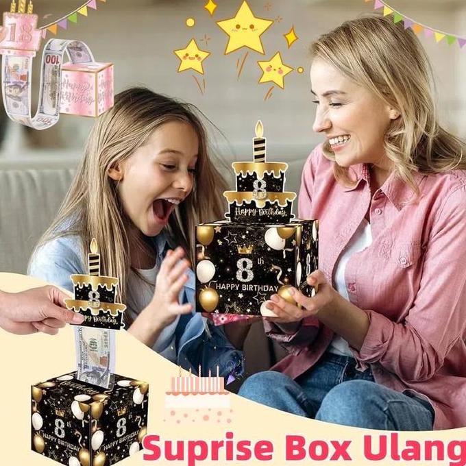 Surprise Money Box Kotak Untuk Kue Tarik Uang Tarik Uang Full Set Hadiah Ulang Tahun Cewek Cowok Ker