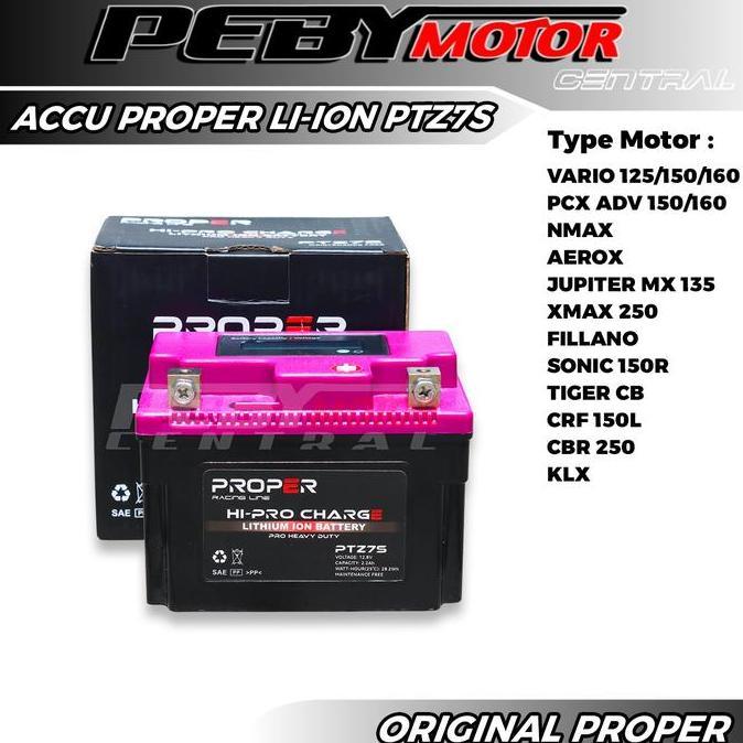 Aki Accu Motor PROPER LITHIUM-ION BATTERY PTZ7S Vario 125 150 160 Nmax Aerox Pcx 150 Adv 160