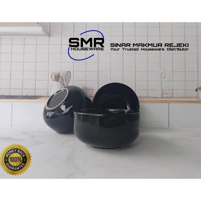 Mahtakul_Silami - 3 Pcs Mangkok Ramen Keramik Hitam Polos