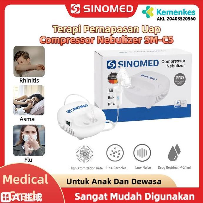 davindakar54 - compressor nebulizer sm-c5 nebulizer portable uap alat nebulizer anak alat uap sesak 